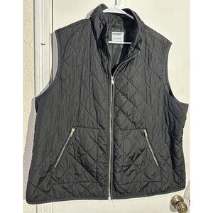 Old Navy Black Quilted Full Zip Mock Neck Vest XXL
